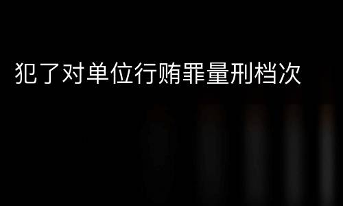 犯了对单位行贿罪量刑档次