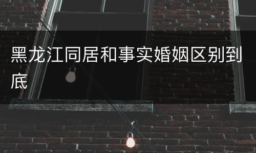 黑龙江同居和事实婚姻区别到底