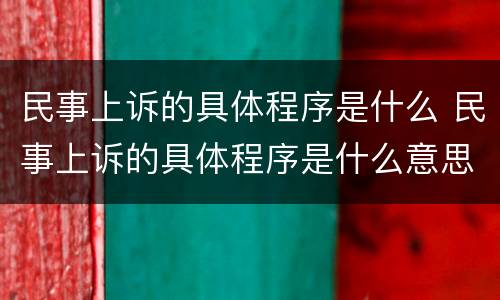 民事上诉的具体程序是什么 民事上诉的具体程序是什么意思