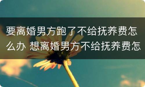 要离婚男方跑了不给抚养费怎么办 想离婚男方不给抚养费怎么办