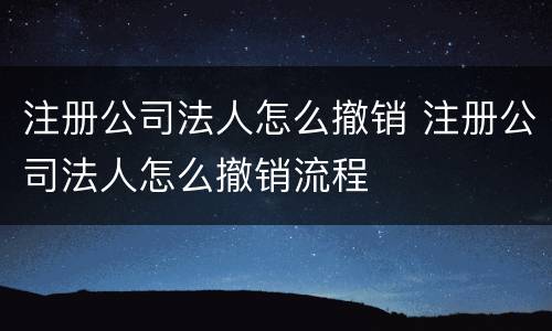 注册公司法人怎么撤销 注册公司法人怎么撤销流程