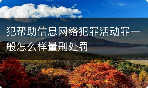 犯帮助信息网络犯罪活动罪一般怎么样量刑处罚