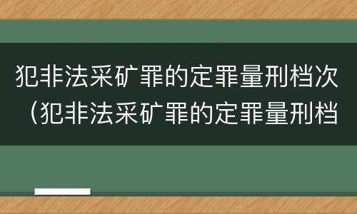 犯非法采矿罪的定罪量刑档次（犯非法采矿罪的定罪量刑档次怎么划分）