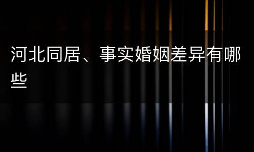 河北同居、事实婚姻差异有哪些