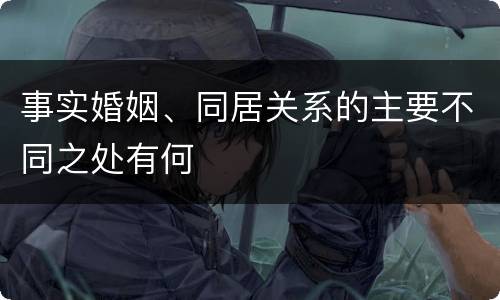 事实婚姻、同居关系的主要不同之处有何