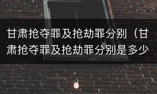 甘肃抢夺罪及抢劫罪分别（甘肃抢夺罪及抢劫罪分别是多少）