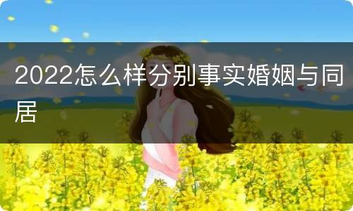 2022怎么样分别事实婚姻与同居