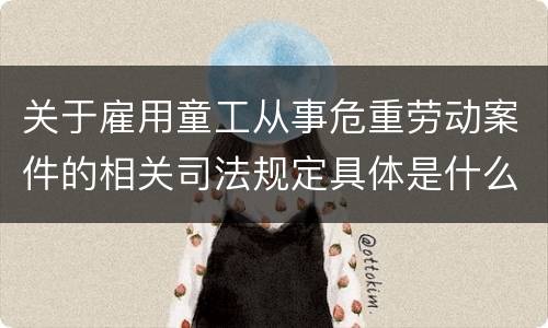 关于雇用童工从事危重劳动案件的相关司法规定具体是什么重要内容