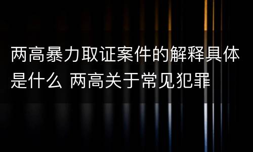 两高暴力取证案件的解释具体是什么 两高关于常见犯罪