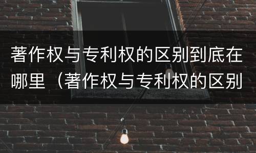 著作权与专利权的区别到底在哪里（著作权与专利权的区别到底在哪里呢）