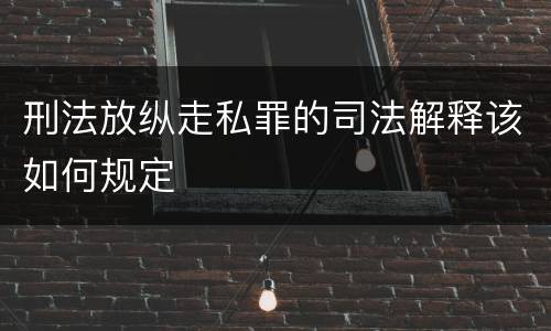 刑法放纵走私罪的司法解释该如何规定