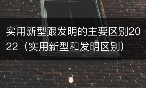 实用新型跟发明的主要区别2022（实用新型和发明区别）