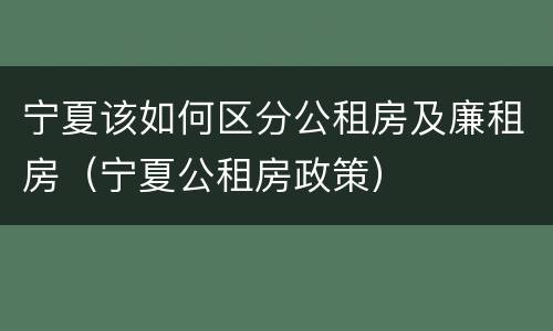 宁夏该如何区分公租房及廉租房（宁夏公租房政策）