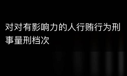 对对有影响力的人行贿行为刑事量刑档次