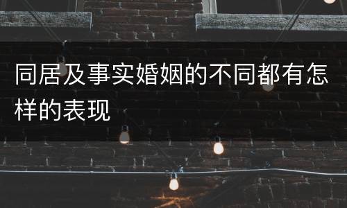 同居及事实婚姻的不同都有怎样的表现