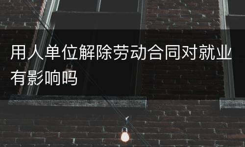 用人单位解除劳动合同对就业有影响吗
