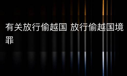 有关放行偷越国 放行偷越国境罪