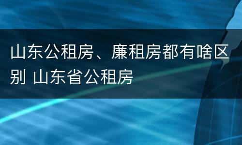 山东公租房、廉租房都有啥区别 山东省公租房