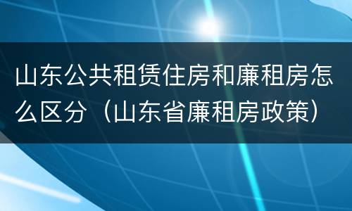 山东公共租赁住房和廉租房怎么区分（山东省廉租房政策）