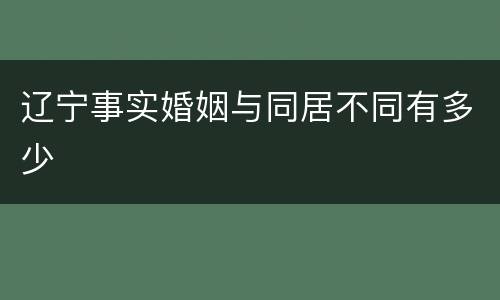 辽宁事实婚姻与同居不同有多少