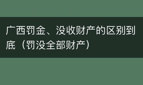 广西罚金、没收财产的区别到底（罚没全部财产）