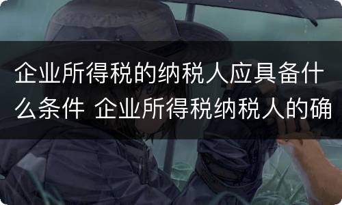 企业所得税的纳税人应具备什么条件 企业所得税纳税人的确认条件包括