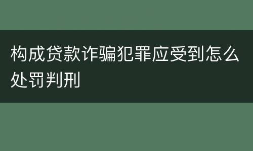 构成贷款诈骗犯罪应受到怎么处罚判刑