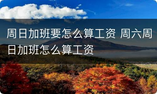 周日加班要怎么算工资 周六周日加班怎么算工资