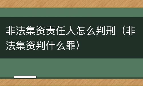非法集资责任人怎么判刑（非法集资判什么罪）