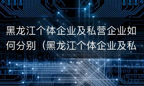 黑龙江个体企业及私营企业如何分别（黑龙江个体企业及私营企业如何分别管理）
