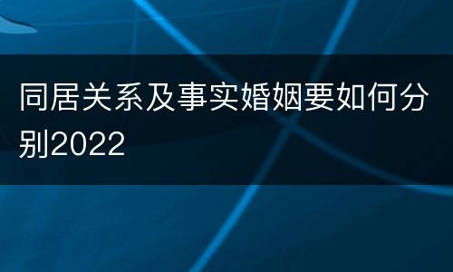 同居关系及事实婚姻要如何分别2022