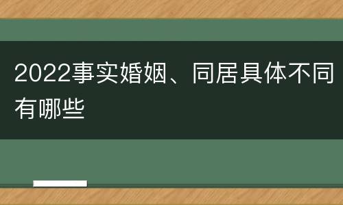 2022事实婚姻、同居具体不同有哪些