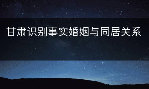 甘肃识别事实婚姻与同居关系