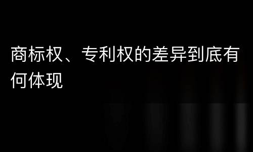 商标权、专利权的差异到底有何体现