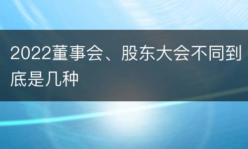 2022董事会、股东大会不同到底是几种
