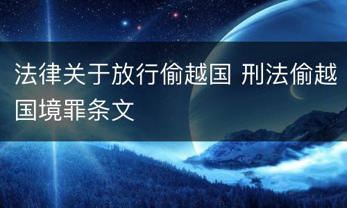 法律关于放行偷越国 刑法偷越国境罪条文
