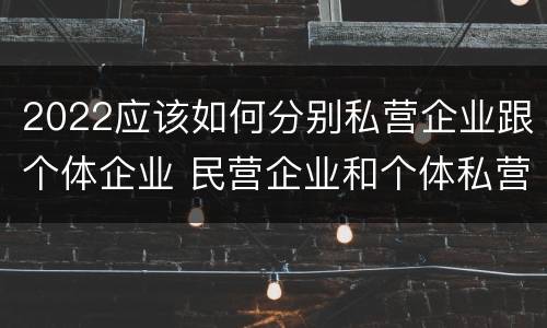2022应该如何分别私营企业跟个体企业 民营企业和个体私营