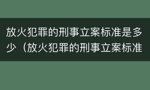 放火犯罪的刑事立案标准是多少（放火犯罪的刑事立案标准是多少条）