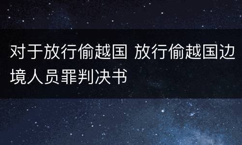 对于放行偷越国 放行偷越国边境人员罪判决书