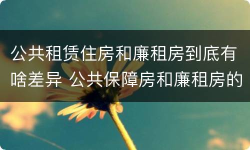公共租赁住房和廉租房到底有啥差异 公共保障房和廉租房的区别