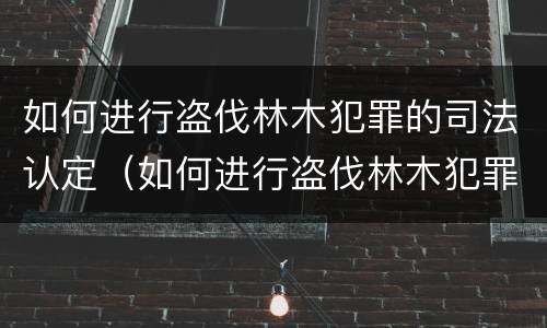 如何进行盗伐林木犯罪的司法认定（如何进行盗伐林木犯罪的司法认定工作）