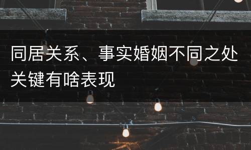 同居关系、事实婚姻不同之处关键有啥表现