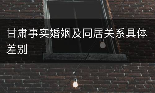 甘肃事实婚姻及同居关系具体差别