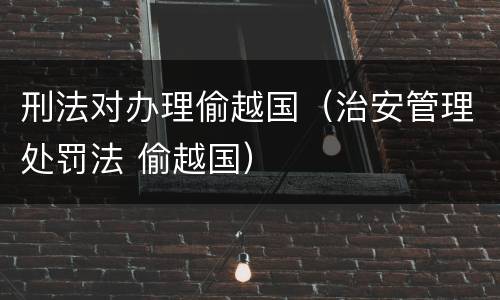 刑法对办理偷越国（治安管理处罚法 偷越国）