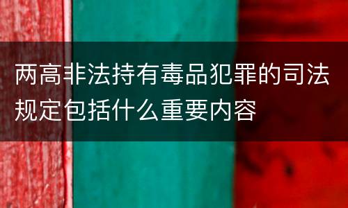 两高非法持有毒品犯罪的司法规定包括什么重要内容