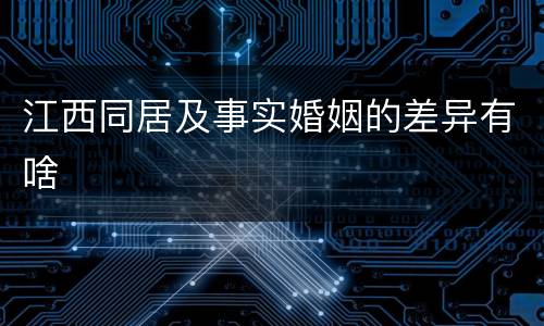 江西同居及事实婚姻的差异有啥