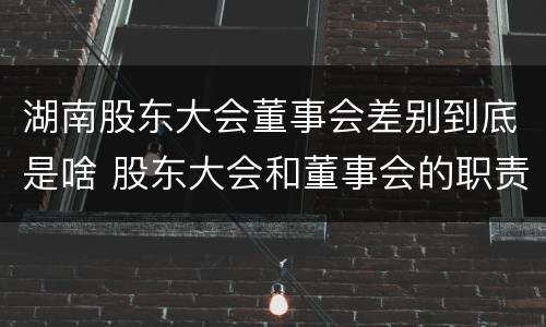 湖南股东大会董事会差别到底是啥 股东大会和董事会的职责
