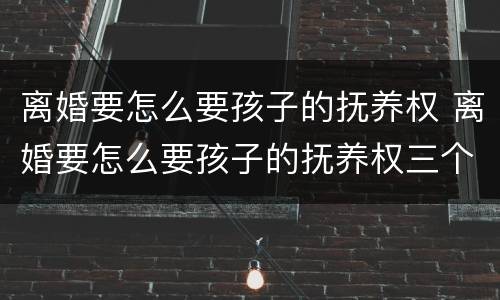 离婚要怎么要孩子的抚养权 离婚要怎么要孩子的抚养权三个孩子