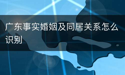 广东事实婚姻及同居关系怎么识别