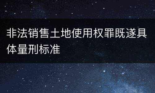 非法销售土地使用权罪既遂具体量刑标准